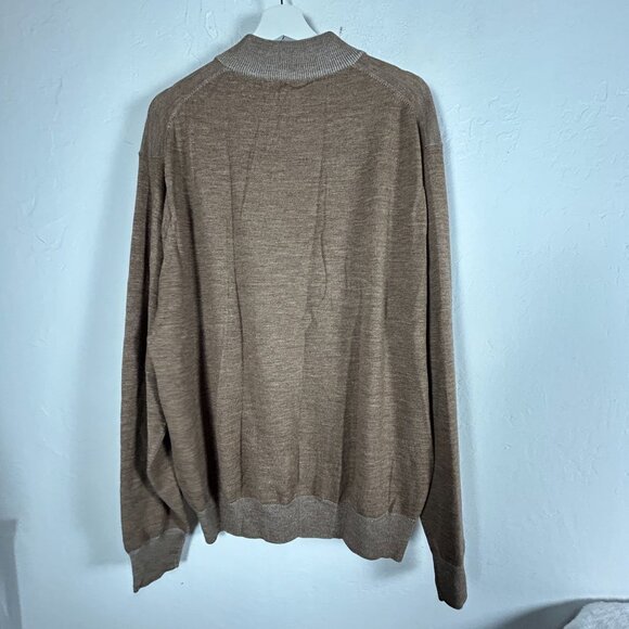 Peter Millar Mens Brown Merino Wool Quarter-Zip Sweater XL Pullover Long Sleeve - Picture 2 of 8
